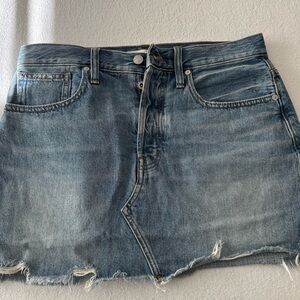 Madewell Distressed Blue Denim Mini Skirt